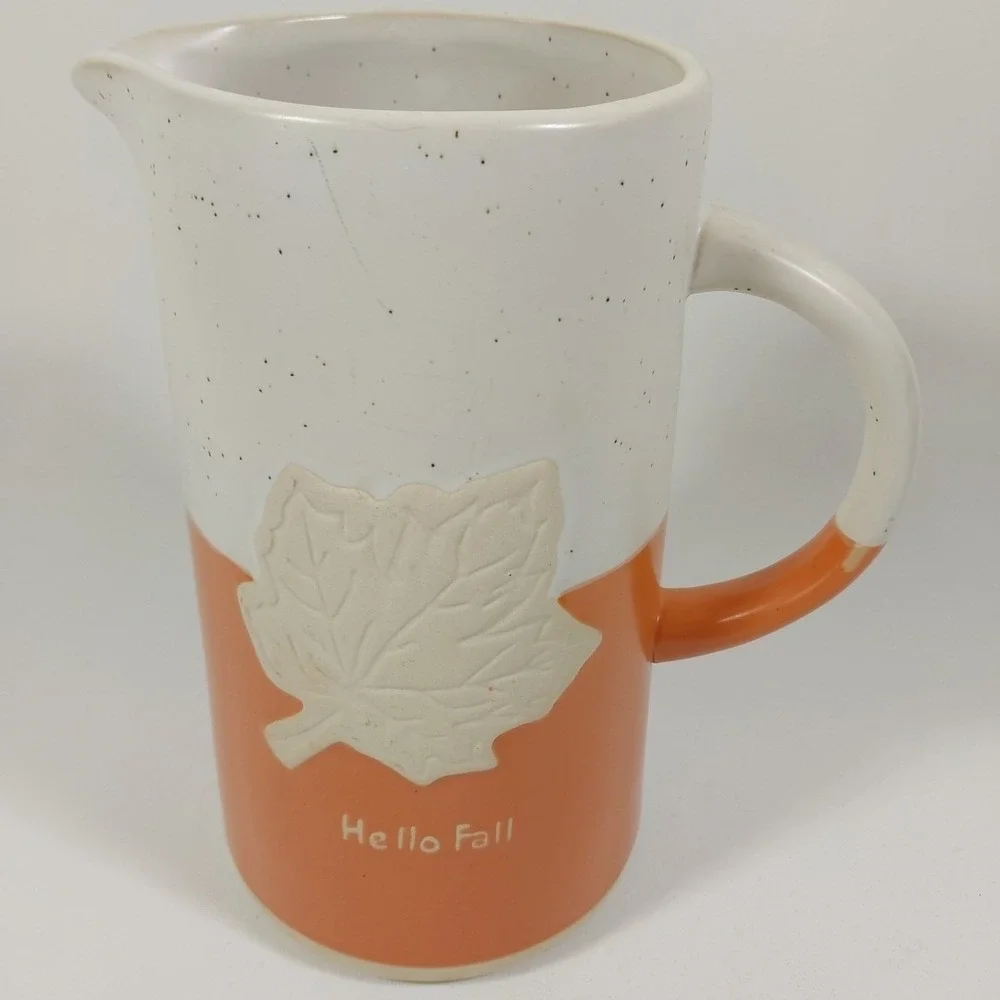 Ceramic Pumpkin Pitcher Fall Autumn Halloween Orange‎ Interior VHTF